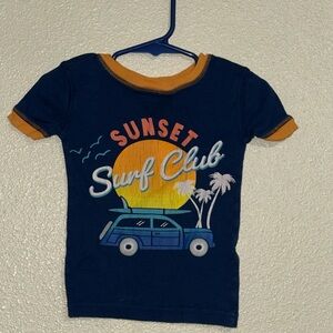 Sunset Surf Club Kids T-Shirt - Navy Blue & Orange